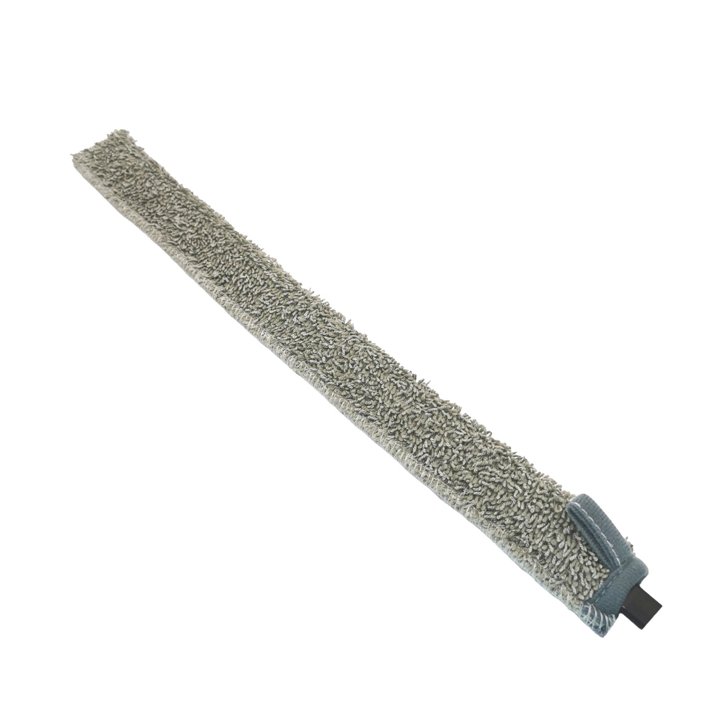 Graues, schmales und längliches Reinigungsgerät mit Mikrofaserbezug für die HÜPPE Duschabtrennung Xtensa Pure.