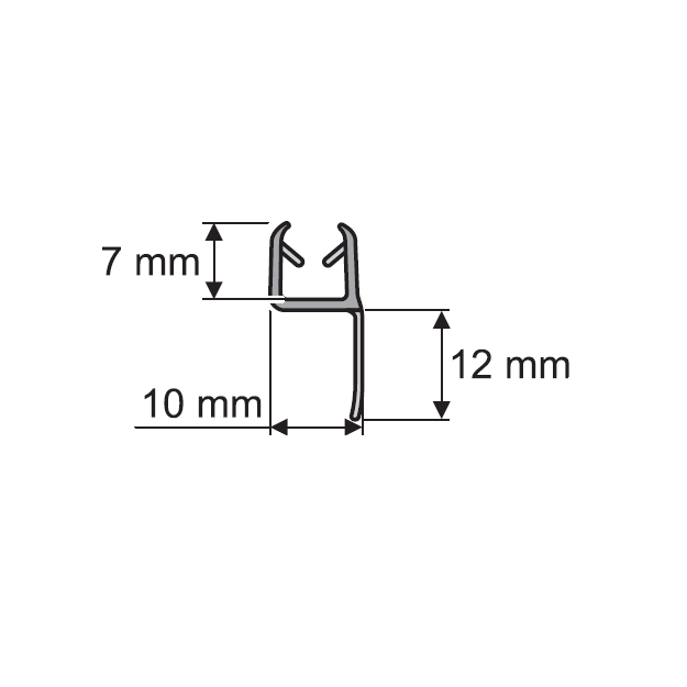 Dichtleiste Länge 2100mm für 6mm Glasstärke