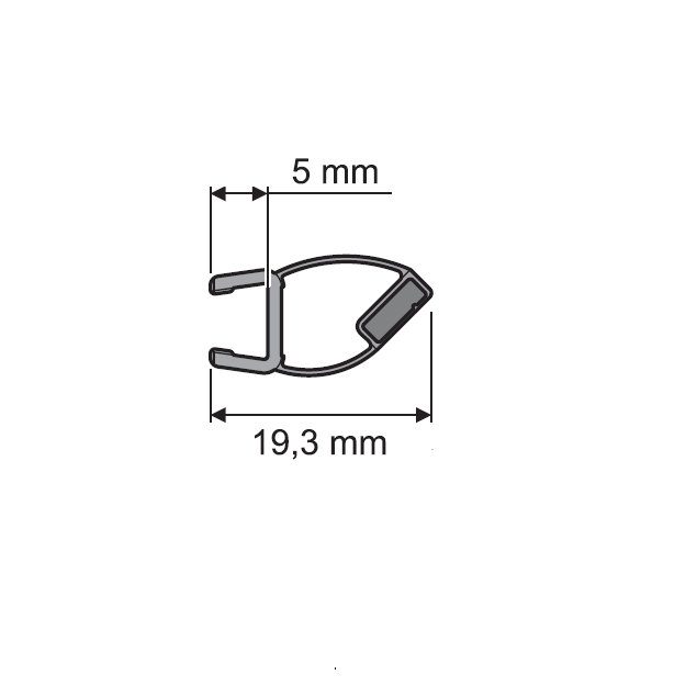 Magnetleiste Türflügel links für 6mm Glas Länge 2025mm