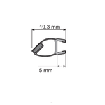 Magnetleiste Türflügel rechts für 6mm Glas Länge 2025mm