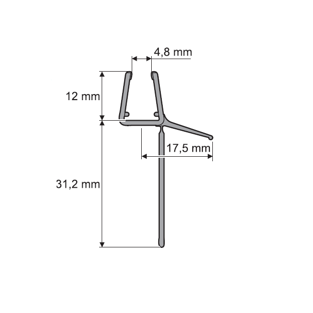 Ablaufprofil (6/8mm) - 1 Stück ( 1000 mm / 30 mm Lippe)