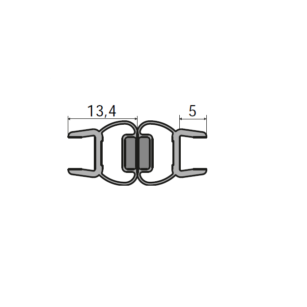 Magnetleiste 180° (8mm) - 2 Stück (2025mm) für Pendeltür, Tür  mit Nebenteil, 1/4 Kreis und 5-Eck 2-flügelig