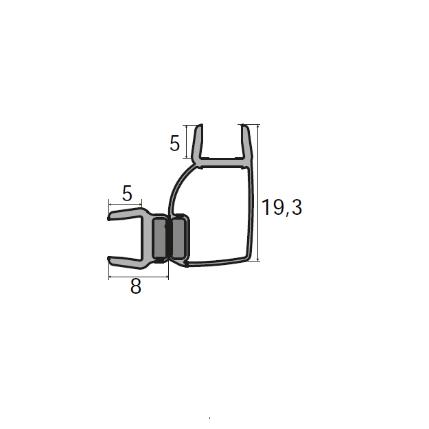 Ergänzungsset Innen/Außenöffnung (vor Ort kürzbar). Nur für Tür mit Seitenwand in 6mm geeignet